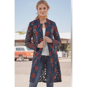 Driftwood Turn Heads Coat Cardigan Floral Embroidered Jacket NWOT Sz M Boho D12